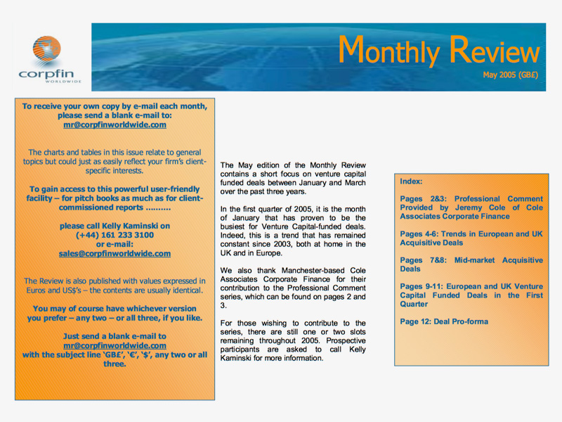 Corpfin - Monthly Review