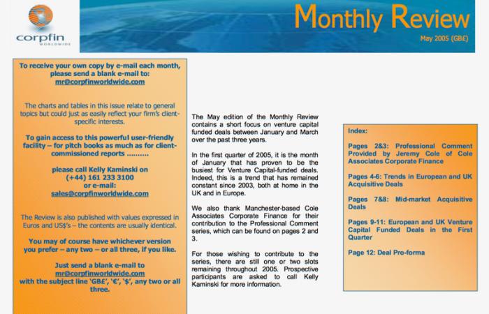 Corpfin - Monthly Review